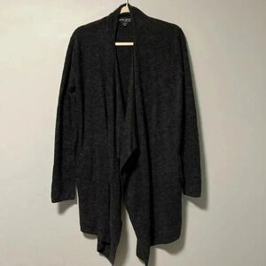 Barefoot Dreams Cozychic lite dark grey open cardigan with pockets